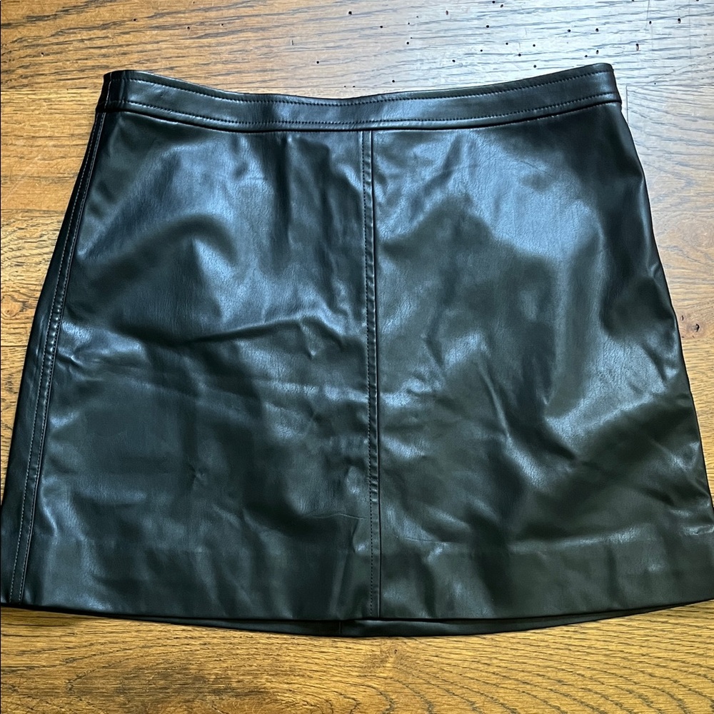 J. Crew Black Leather Mini Skirt